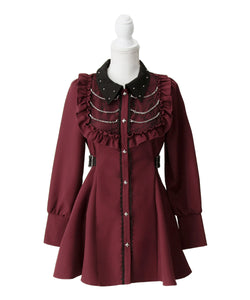 クモレースチェーンスタッズヨークフリルワンピース