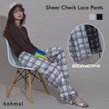 シアーチェック柄レースパンツ