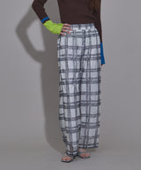 シアーチェック柄レースパンツ