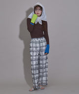 シアーチェック柄レースパンツ
