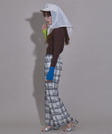 シアーチェック柄レースパンツ