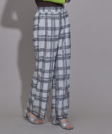 シアーチェック柄レースパンツ