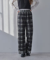 シアーチェック柄レースパンツ