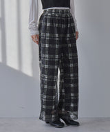 シアーチェック柄レースパンツ