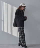 シアーチェック柄レースパンツ