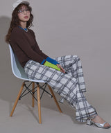 シアーチェック柄レースパンツ