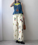 フルーツ柄イージーパンツ