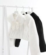 【予約　11/28発送】フェイクファーティペット付きショートコート【大きいサイズ有り】