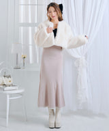 フェイクファーティペット付きショートコート【大きいサイズ有り】