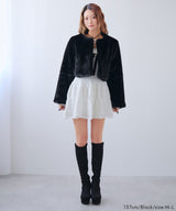 フェイクファーティペット付きショートコート【大きいサイズ有り】