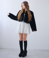 フェイクファーティペット付きショートコート【大きいサイズ有り】