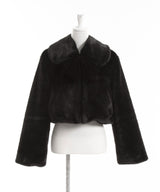 【予約　11/28発送】フェイクファーティペット付きショートコート【大きいサイズ有り】