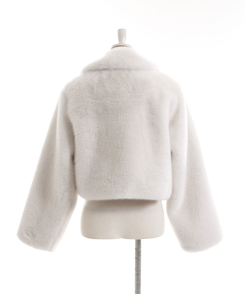 【予約　11/28発送】フェイクファーティペット付きショートコート【大きいサイズ有り】