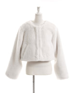 【予約　11/28発送】フェイクファーティペット付きショートコート【大きいサイズ有り】