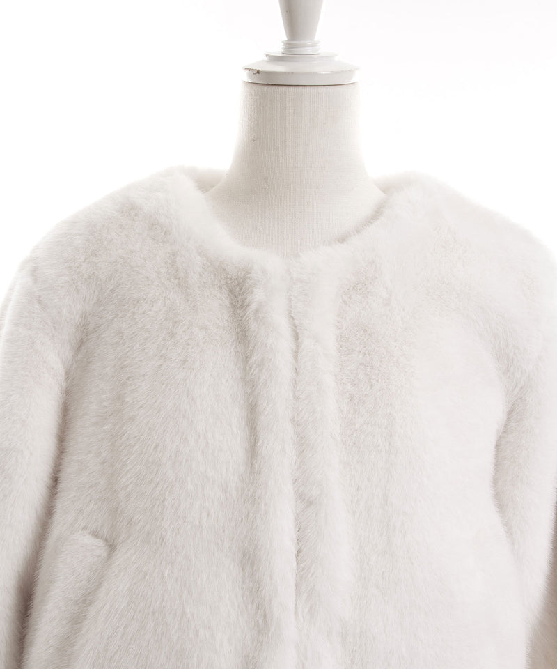 【予約　11/28発送】フェイクファーティペット付きショートコート【大きいサイズ有り】