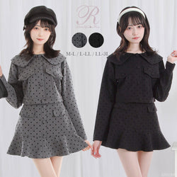 丸襟ドットセットアップ