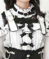 【予約　02/16発送】キラキラハートチョーカーベルトレースブラウス