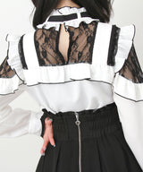 【予約　02/16発送】キラキラハートチョーカーベルトレースブラウス