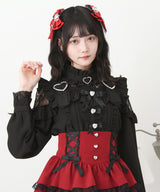 【予約　02/16発送】キラキラハートチョーカーベルトレースブラウス