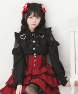 【予約　02/16発送】キラキラハートチョーカーベルトレースブラウス