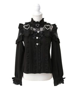 キラキラハートチョーカーベルトレースブラウス