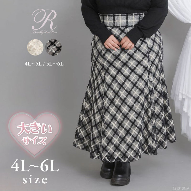 4L-6L】ラメツイードチェックマーメイドスカート – レディース