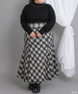 【予約　12/24発送】【4L-6L】ラメツイードチェックマーメイドスカート