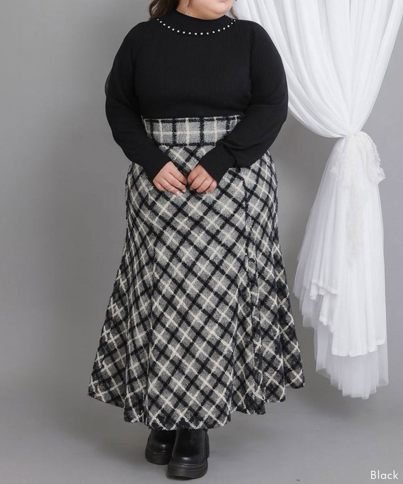 4L-6L】ラメツイードチェックマーメイドスカート – レディース