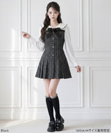 丸襟ブラウスドッキングツイードワンピース【大きいサイズ有り】