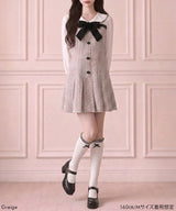 丸襟ブラウスドッキングツイードワンピース【大きいサイズ有り】