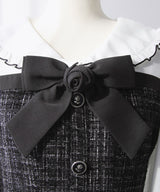 丸襟ブラウスドッキングツイードワンピース【大きいサイズ有り】