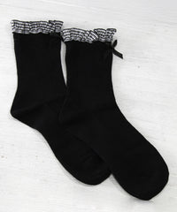 チェックフリルリボンショートソックス