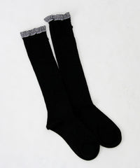 チェックフリルリボンハイソックス