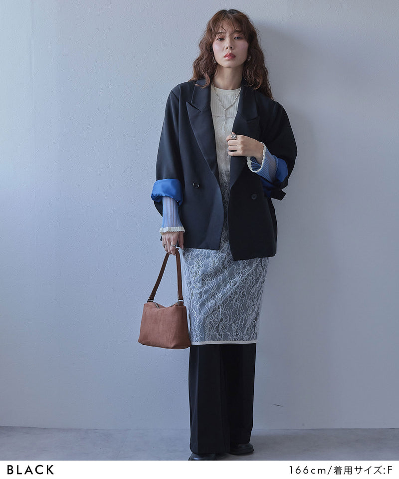 ダブルボタンオーバーサイズジャケット【セットアップ対応
