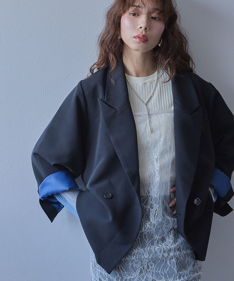ダブルボタンオーバーサイズジャケット【セットアップ対応