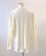 サブカル地雷系ダメージ風ゆるだぼ英字ロゴ長袖ニットトップス