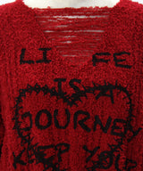 サブカル地雷系ダメージ風ゆるだぼ英字ロゴ長袖ニットトップス