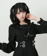 【予約　02/16発送】十字架クモレーススタッズベルトセーラーワンピース