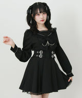 【予約　02/16発送】十字架クモレーススタッズベルトセーラーワンピース