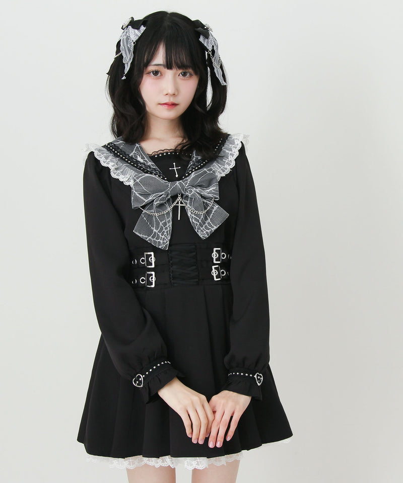 夢展望　DearMyLove 十字架クモレーススタッズベルトセーラーワンピース 十字架クモレーススタッズベルトセーラーワンピース – レディース