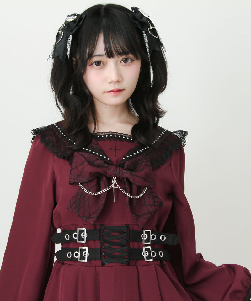 十字架クモレーススタッズベルトセーラーワンピース – レディース