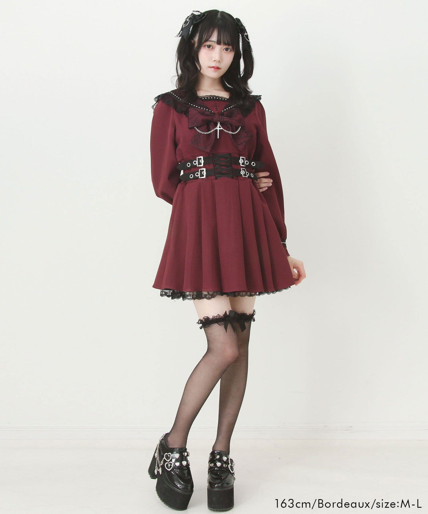 夢展望　DearMyLove 十字架クモレーススタッズベルトセーラーワンピース 十字架クモレーススタッズベルトセーラーワンピース – レディース
