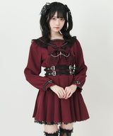 【予約　02/16発送】十字架クモレーススタッズベルトセーラーワンピース