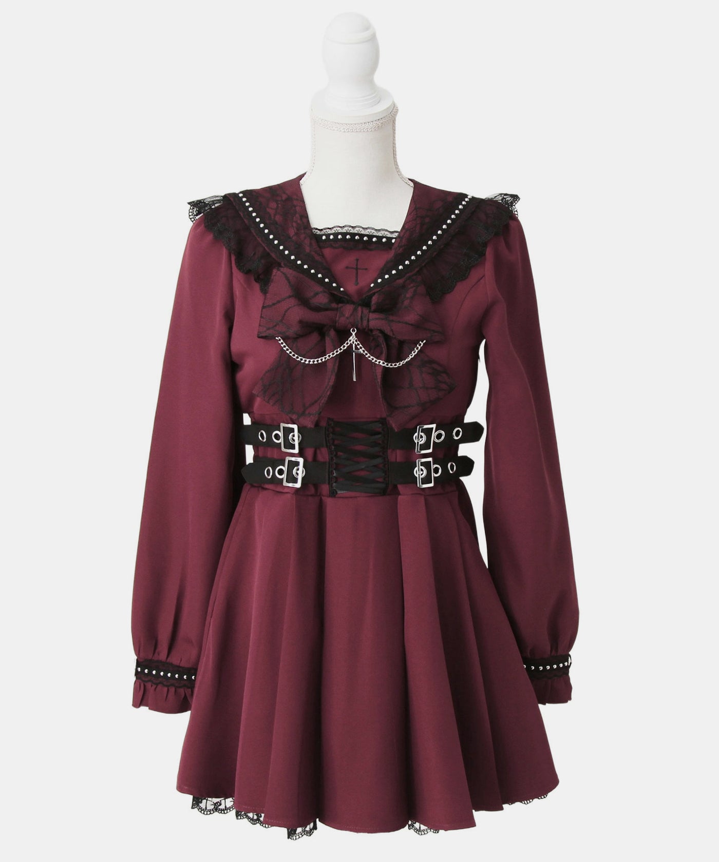 十字架クモレーススタッズベルトセーラーワンピース – レディース