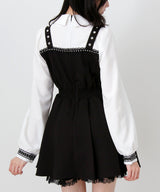 【予約 02/16発送】十字架スタッズジャンスカ風レースアッププリーツワンピース