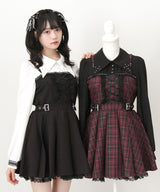 【予約 02/16発送】十字架スタッズジャンスカ風レースアッププリーツワンピース