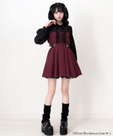 【予約 02/16発送】十字架スタッズジャンスカ風レースアッププリーツワンピース