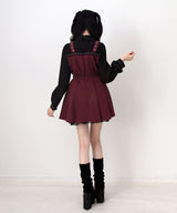 【予約 02/16発送】十字架スタッズジャンスカ風レースアッププリーツワンピース