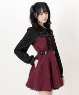 【予約 02/16発送】十字架スタッズジャンスカ風レースアッププリーツワンピース