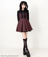 【予約 02/16発送】十字架スタッズジャンスカ風レースアッププリーツワンピース